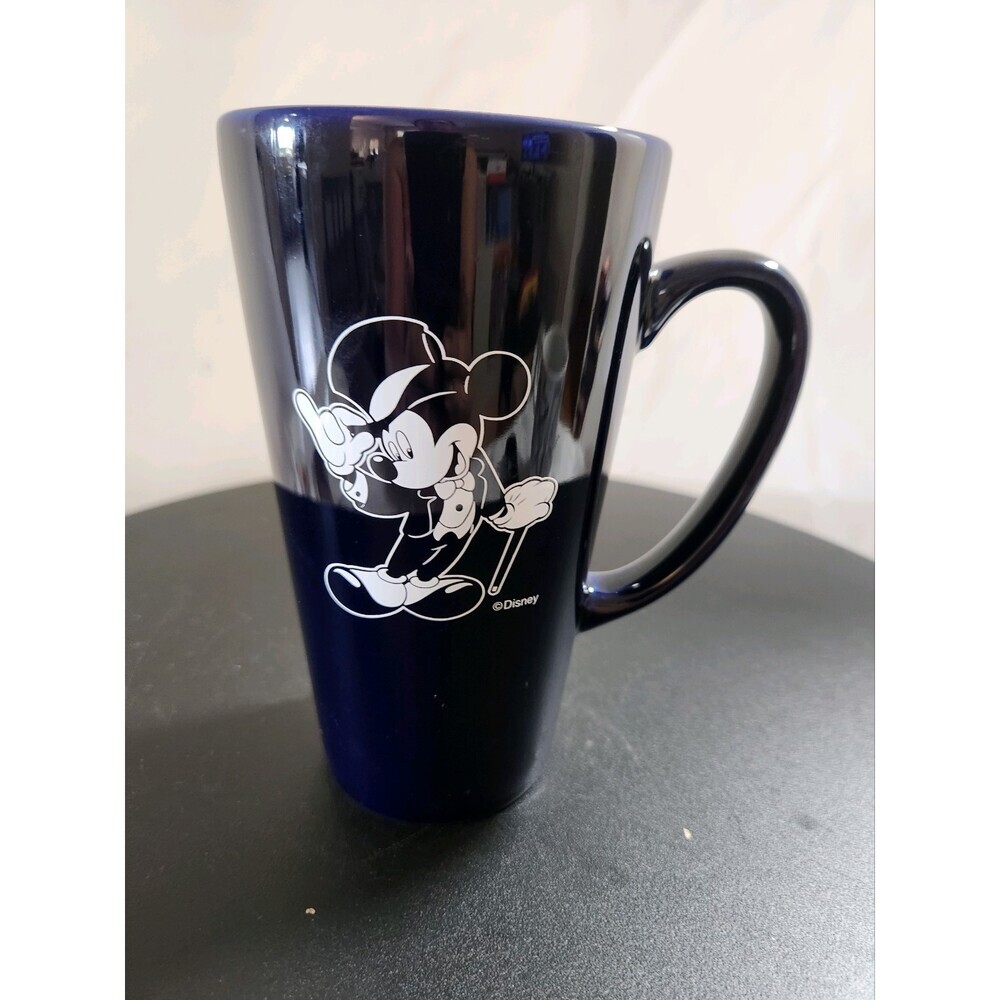 Disney Mickey Mouse in a Tuxedo & Top Hat Tall Black Coffee Cup 6" Tall